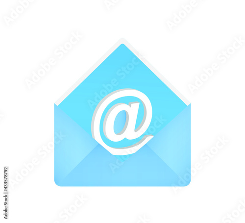 Email and envelope icon vector illustration on white background. 