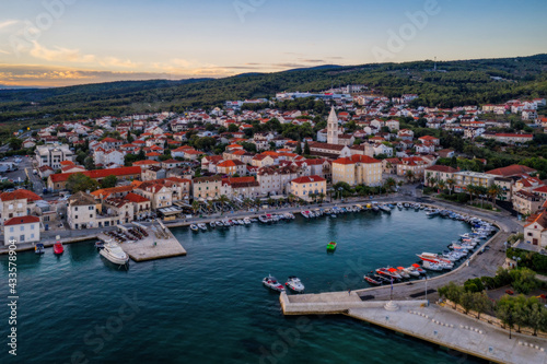 Picturesque scenic view on Supetar on Brac island, Croatia. Aerial drone view in august 2020 photo