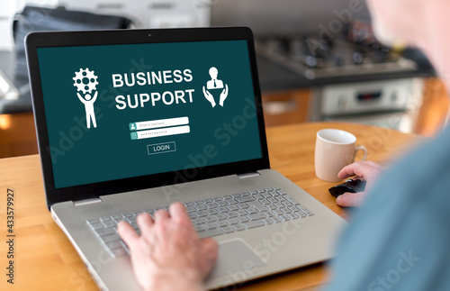 Business support concept on a laptop