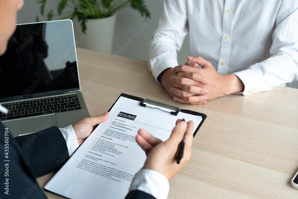 Resume concept. Executives or interview manager candidates. Talk about your past work experience and talents in the position. Resume concept. Executives or interview manager candidates. Talk about your past work experience and talents in the position.