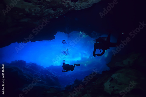 cave technical diving, sport, high risk of accidents, fear of caves