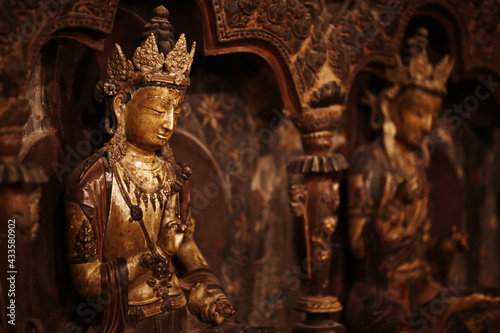 Buddhist statues in the temple tuibet