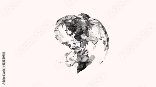The global communication background. The earth rotating with node and line connection. Plexus fantasy abstract .