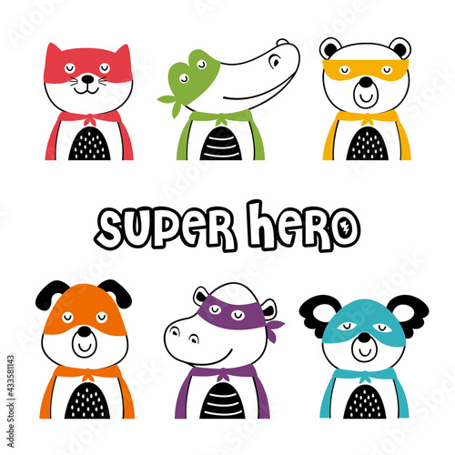 set of isolated superhero animals part 1
