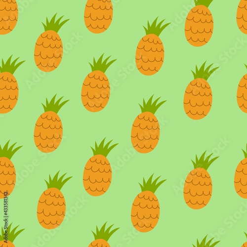 Seamless pattern with cartoon pineapple. colorful vector. hand drawing, flat style. design for fabric, print, textile, wrapper