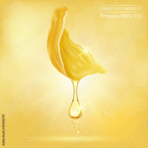 Edible Nest Swiftlet, Drop of saliva from a bird's nest. Premium grade health food supplement. Bird's nest is made from the saliva of a bird backed. Vector Eps10