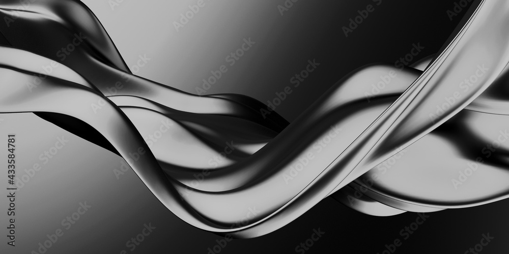 Metallic abstract wavy liquid background
