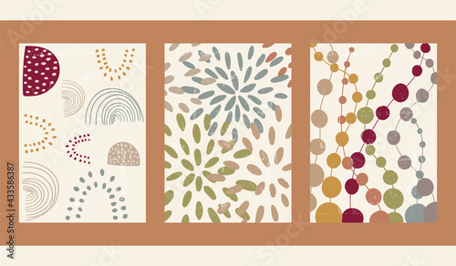 Abstract minimalist hand-drawn illustration for stories, wall decoration, postcard or brochure, cover design. Doodle background contains various shapes, spots, drops, lines. Modern trendy vector art.