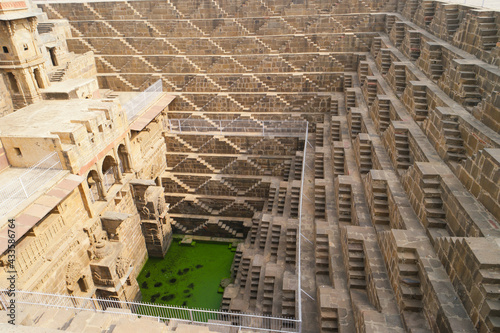 Details of the Chand Baori, the oldest, deepest, and largest step wells in the village of Abhaneri photo