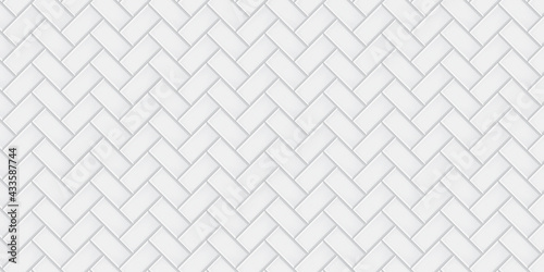 White ceramic tiles herringbone diagonal pattern texture abstract background vector illustration