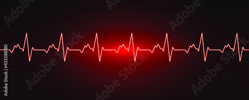 Red heart beat vector illustration background. Pulse rate vector.
