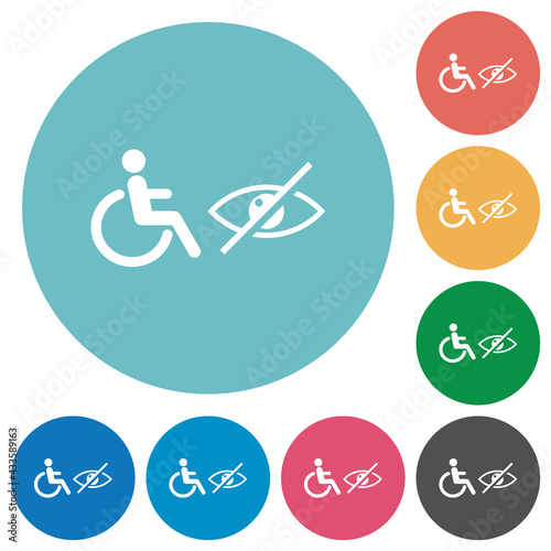 Wheelchair and visually impaired symbols flat round icons