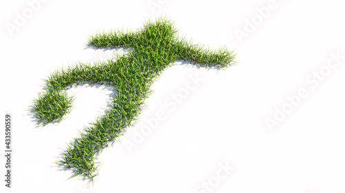 Concept or conceptual green summer lawn grass symbol shape isolated white background, sign of a football player. 3d illustration metaphor for sport, competition, training,  relaxation, family and fun