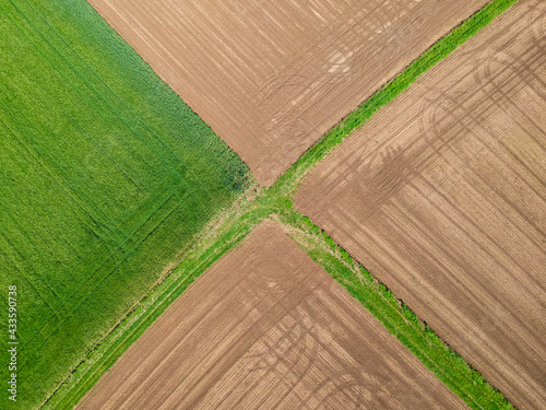 Agricultural field viewed from the top by a drone