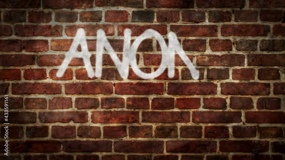 Anonymous spray painted on the brick wall. Graffiti art concept of rebel, privacy and security. Airbrush hand paint. City abstract artwork. Anonymous spray painted on the brick wall. Graffiti art concept of rebel, privacy and security. Airbrush hand paint. City abstract artwork.