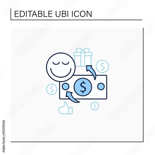Unconditional payment line icon. Mandatory contribution. Profitable investment. Universal basic income concept. Isolated vector illustration.Editable stroke