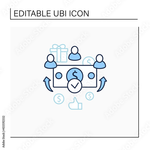 Universal payment line icon. Lump sum people payment. Cash for everyone. Basic income concept. Isolated vector illustration.Editable stroke