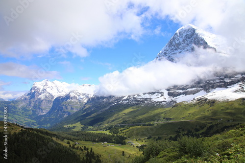 Views from Mannlichen to Kleine Scheidegg hiking trail near Grindelwald, Switzerland