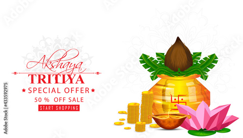 Vector  Illustration of Happy Akshaya Tritiya.