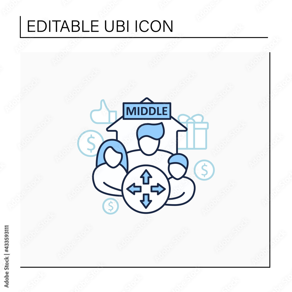 Dilative class line icon. Expanding middle class. Rise in living standards. Increase employee number. Universal basic income concept. Isolated vector illustration.Editable stroke