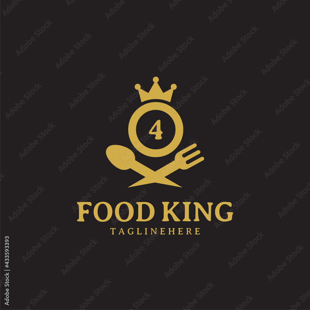 Initial number 4 food Logo Design Template. Illustration vector graphic. Design concept fork,spoon and chef hat With number symbol. Perfect for cafe, restaurant, cooking business Initial number 4 food Logo Design Template. Illustration vector graphic. Design concept fork,spoon and chef hat With number symbol. Perfect for cafe, restaurant, cooking business