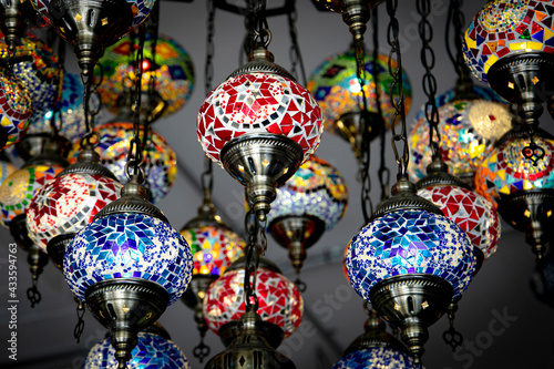 Arabic Mosaic Glass Lamps Turkish and Moroccan Multi-color 