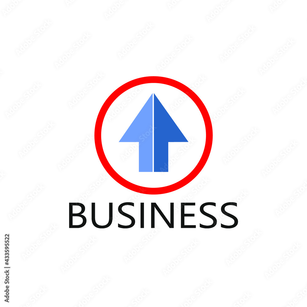 Fototapeta premium blue arrow in a circle with red outline