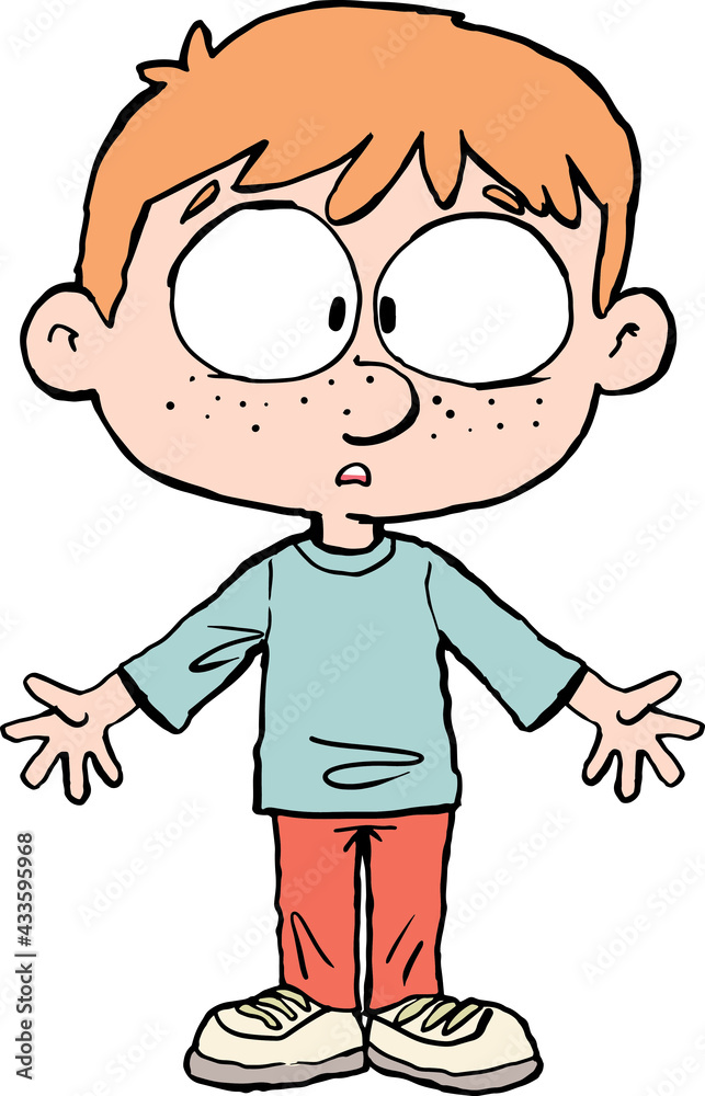 confused or frightened boy stands in front of us confused or frightened boy stands in front of us
