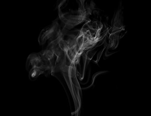 swirling movement of white smoke group, abstract line Isolated on black background