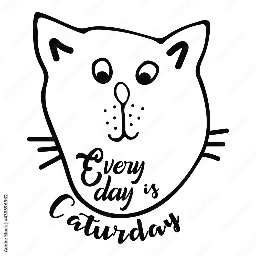 Black and white cat's quote. Inspirational phrase about cat, and domestic pets. Lettering for poster. Vector illustration. Black and white cat's quote. Inspirational phrase about cat, and domestic pets. Lettering for poster. Vector illustration.