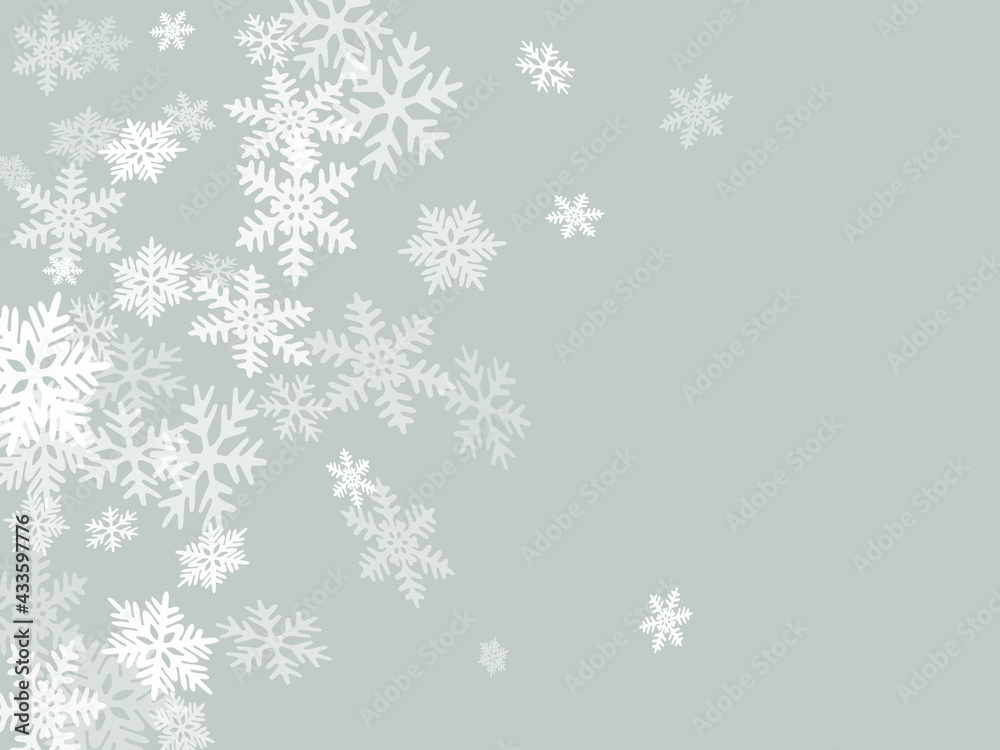 Winter snowflakes border card vector background. Macro snowflakes flying border illustration, card or banner with flakes confetti scatter frame, snow elements. Cold season winter symbols. Winter snowflakes border card vector background. Macro snowflakes flying border illustration, card or banner with flakes confetti scatter frame, snow elements. Cold season winter symbols.