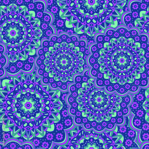 Persian medallion flower seamless ornament vector graphic design. Pattern template for cushion. Oriental mandalas persian medallion floral seamless rapport. Modern flower elements. Organic motifs.