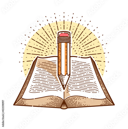 Vintage book and pencil edu...