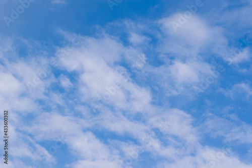 Fototapeta Naklejka Na Ścianę i Meble -  Blue sky with white clouds, copy space, background with place for text