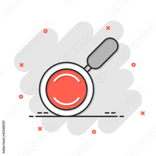 Loupe sign icon in comic style. Magnifier cartoon vector illustration on white isolated background. Search splash effect business concept.
