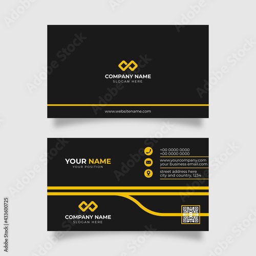 Modern business card black and yellow corporate professional