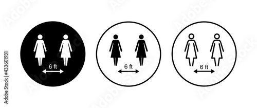 Social distancing icon set. social distance icon. self quarantine sign