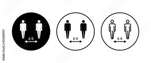 Social distance icon set. social distancing icon. self quarantine sign