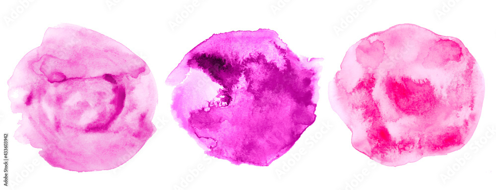 pink abstract circle watercolor texture frames set