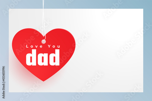 red heart with love you dad message for fathers day