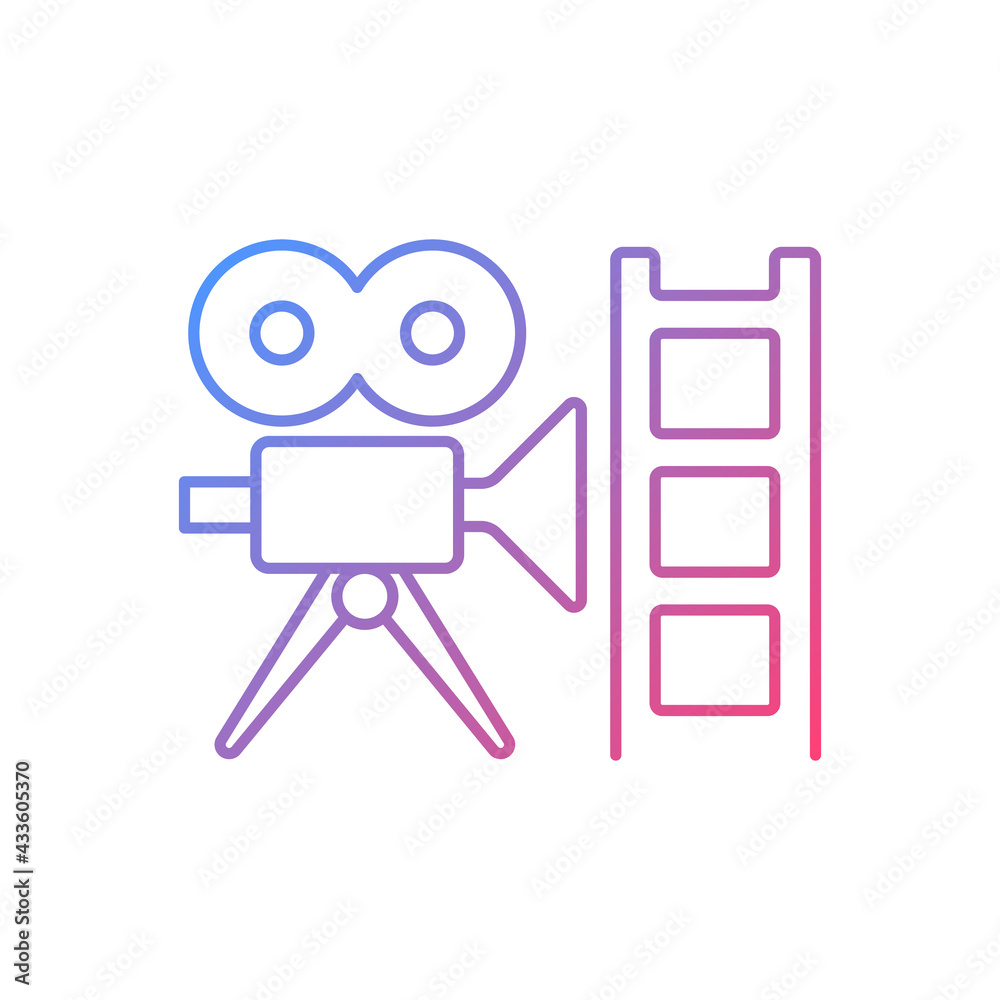Retro channel gradient linear vector icon. Classic programming on TV channel. Classic television soap operas. Thin line color symbols. Modern style pictogram. Vector isolated outline drawing Retro channel gradient linear vector icon. Classic programming on TV channel. Classic television soap operas. Thin line color symbols. Modern style pictogram. Vector isolated outline drawing