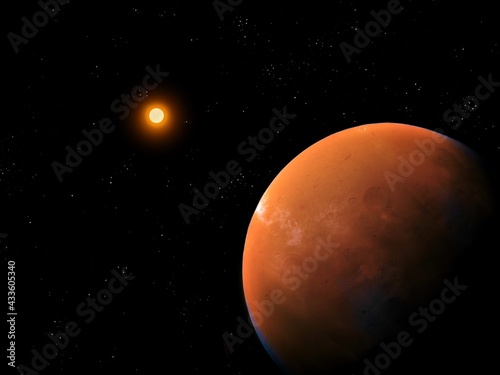 Exoplanet in deep space, planet suitable for colonization, beautiful alien planet, Abstract image. 