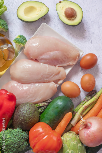 Wallpaper Mural Fresh raw chicken fillet and vegetables prepared for cooking Torontodigital.ca