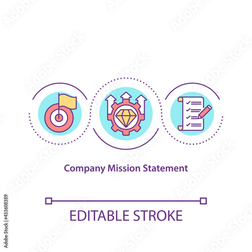 Company mission statement concept icon. Company purpose articulation idea thin line illustration. Desired long-term results description. Vector isolated outline RGB color drawing. Editable stroke
