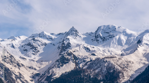 Beautiful views of the Svaneti mountains  the high-mountainous region of Georgia