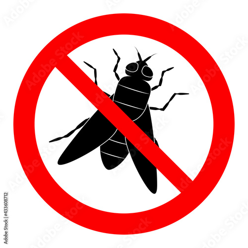 Pest control sign, no fly sign, vector illustration