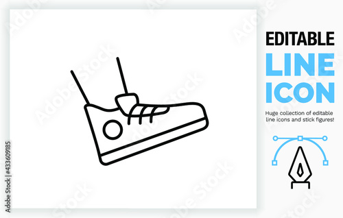 Editable line icon taking a step with a shoe