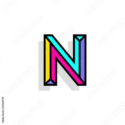 Colorful Vector Chisel Letter N