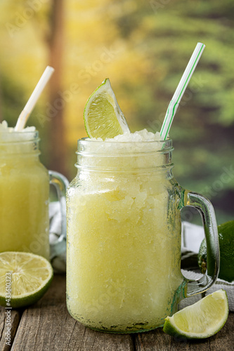 Slush Drink With Lime in Glass Jars