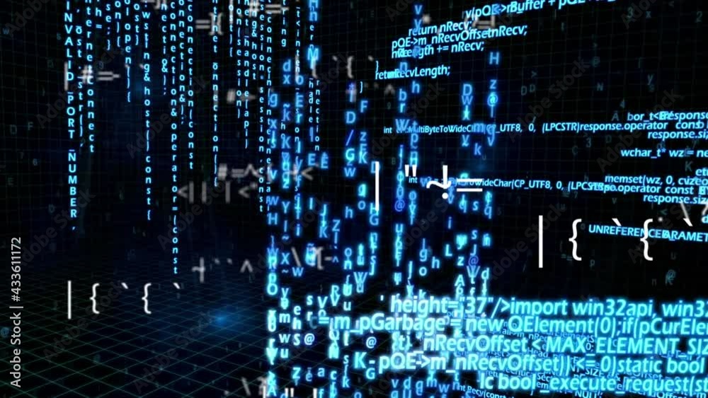 Animation of scientific data processing on black background